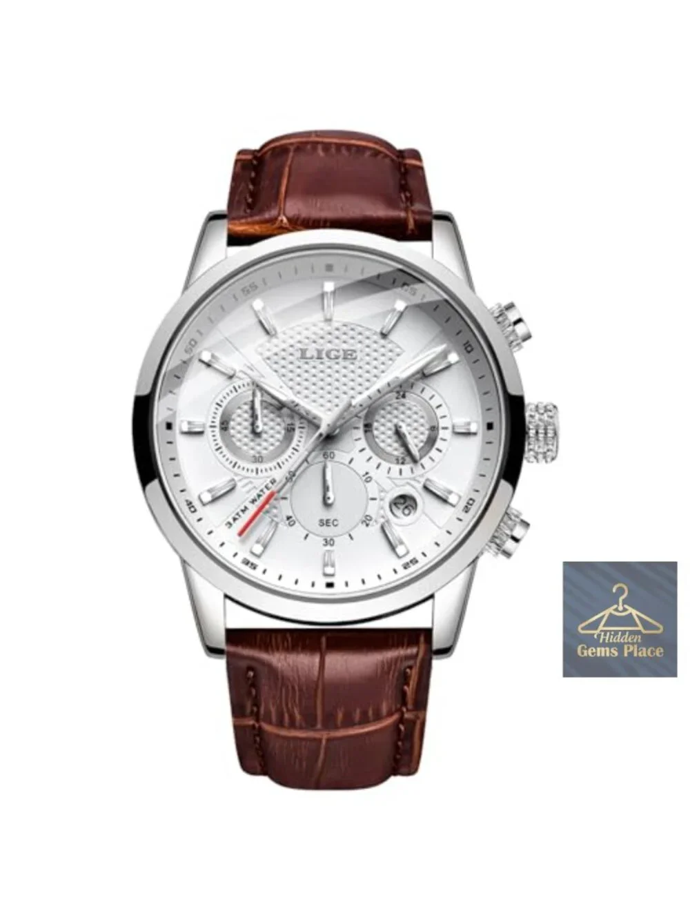 Men's Vintage Chronograph Leather Strap Watch - Quartz Dress Waterproof